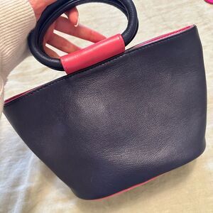 Black and Red Genuine Leather Women's Bag